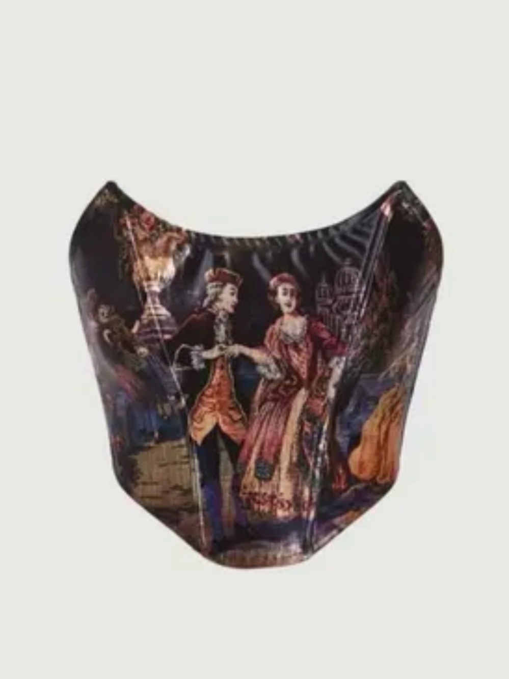 Unk Black Painted Historical Couple Corset-Style Tank